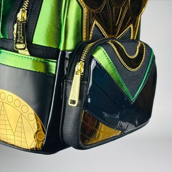Loungefly Marvel Loki Mini Backpack Metallic Cosplay Villain Infinity Saga Bag - Picture 7 of 7